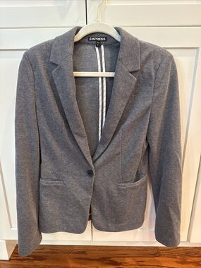 Express Women's Suit Jacket Gray 1 Button Long Sleeve Lined Pockets Size S